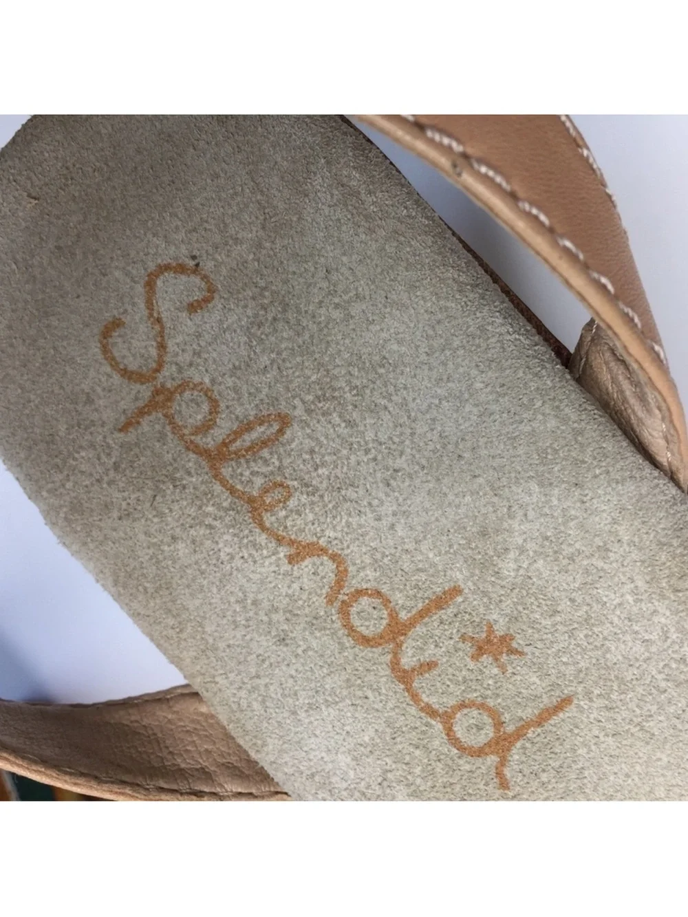 Splendid Striped Espadrille Wedge Sandals Leather Canvas Size 8